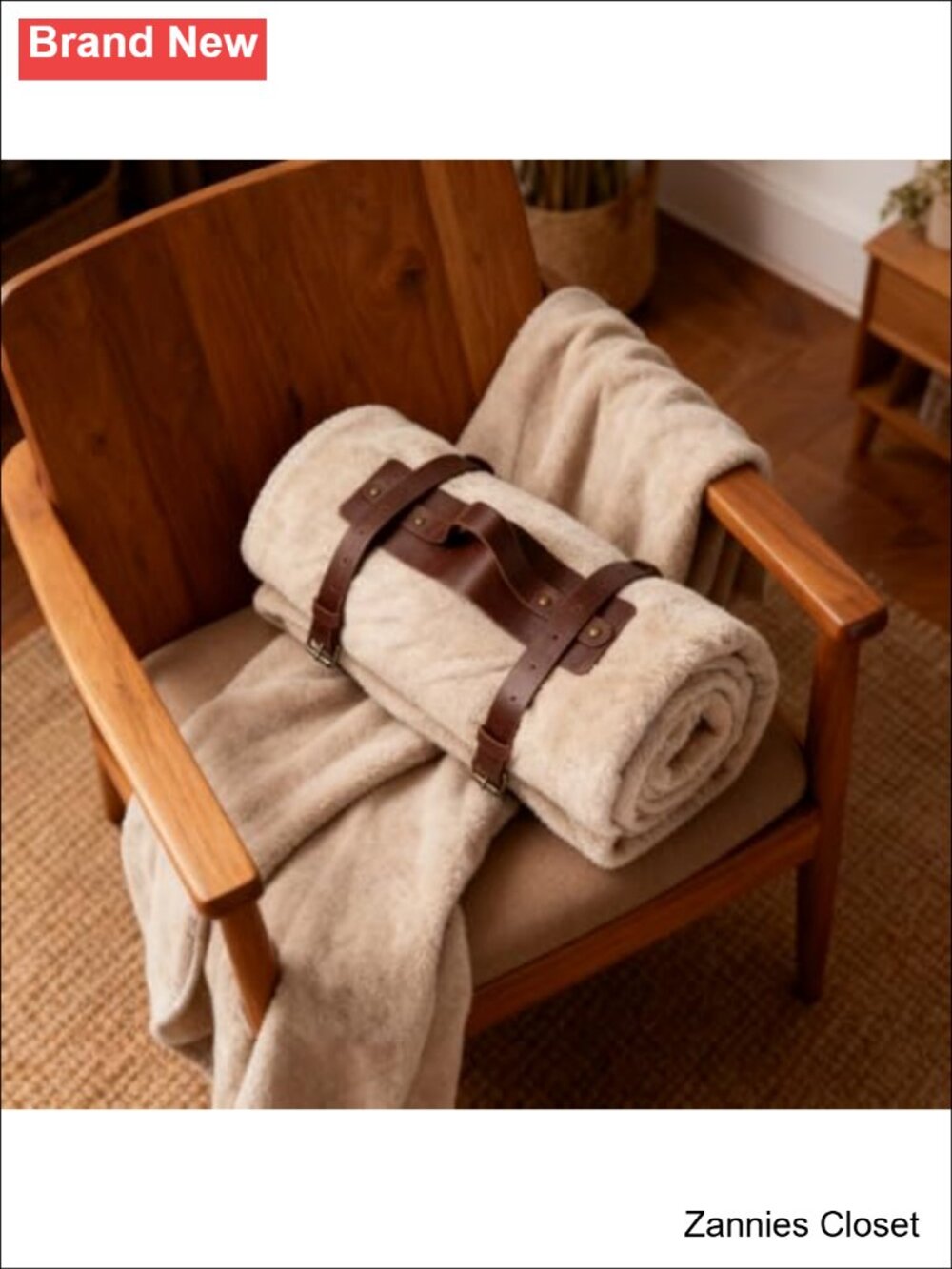 β¨ TORAKIP Full-Grain Leather Blanket Carrier Strap Adjustable Blanket Holder - Picture 3 of 5